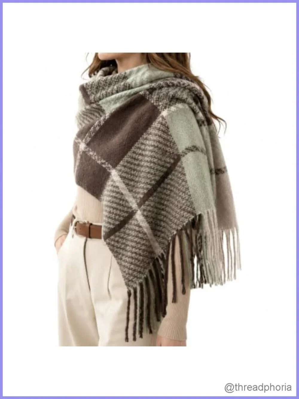 Women's Long Plaid Scarf Shawl Wrap with Tassels - Soft Warm Winter Scarf